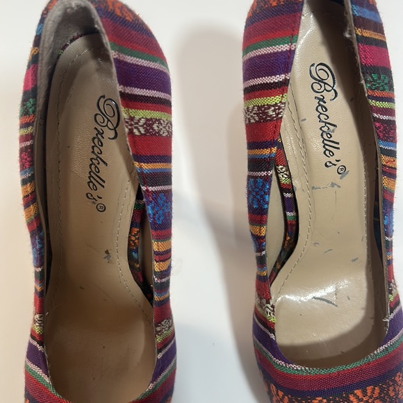 BRECKELLES WOMEN STILLETTO HIGH HEEL PLATFORM PUMPS FLORAL PRINTS SIZE 6.5 - Picture 6 of 8